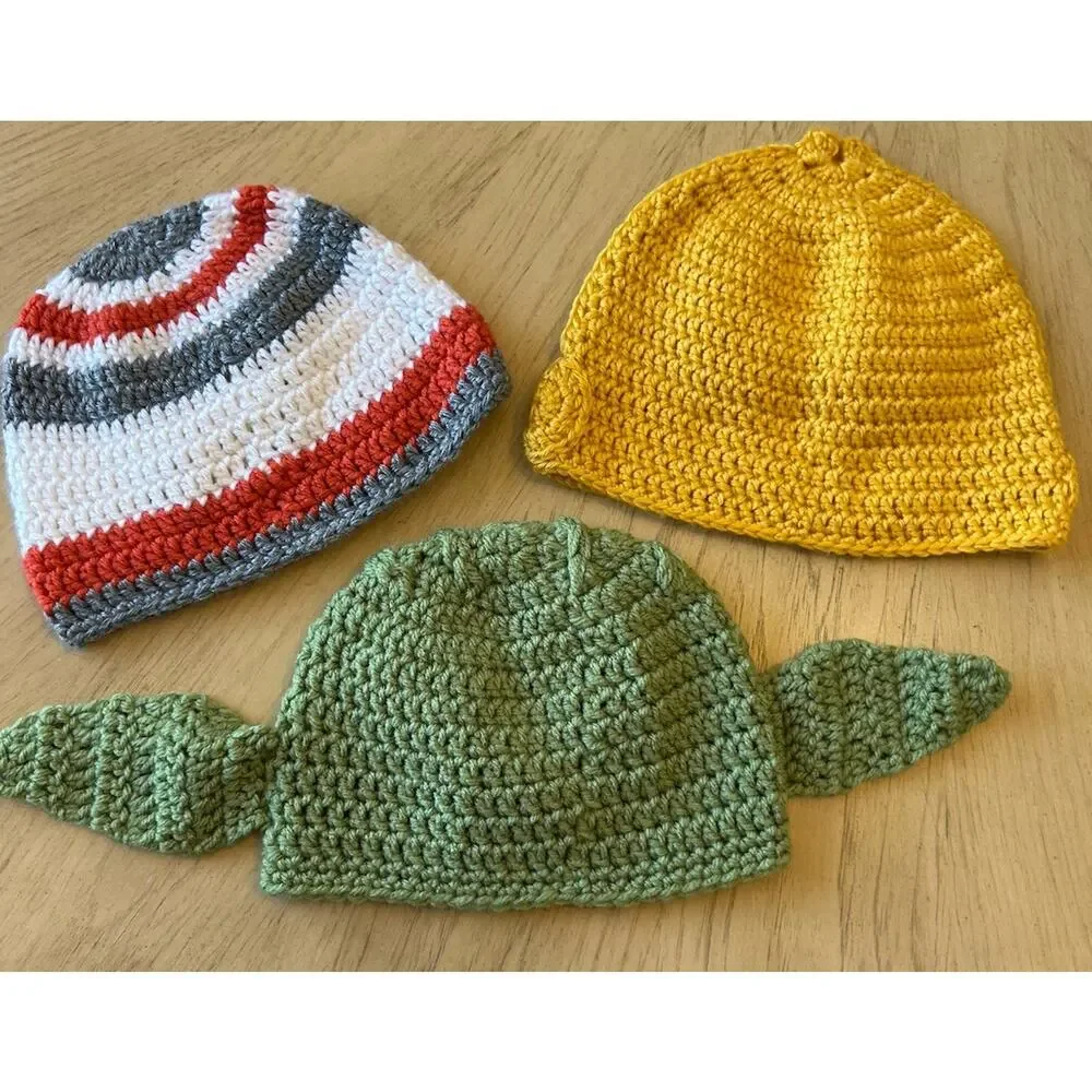 NEW Star Wars Beanie Yoda BB8 C-3PO Halloween Costume Adult Handmade Knit Lot 3